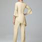 Chiffon Long Sleeves V Neck Mother Of The Bride Dress Pants Suits