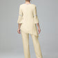 Chiffon Long Sleeves V Neck Mother Of The Bride Dress Pants Suits