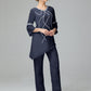 Chiffon Long Sleeves V Neck Mother Of The Bride Dress Pants Suits