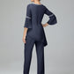 Chiffon Long Sleeves V Neck Mother Of The Bride Dress Pants Suits