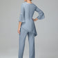 Chiffon Long Sleeves V Neck Mother Of The Bride Dress Pants Suits