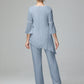 Chiffon Long Sleeves V Neck Mother Of The Bride Dress Pants Suits