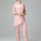 Chiffon Long Sleeves V Neck Mother Of The Bride Dress Pants Suits