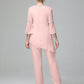 Chiffon Long Sleeves V Neck Mother Of The Bride Dress Pants Suits