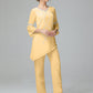 Chiffon Long Sleeves V Neck Mother Of The Bride Dress Pants Suits
