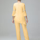 Chiffon Long Sleeves V Neck Mother Of The Bride Dress Pants Suits