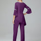 Chiffon Long Sleeves V Neck Mother Of The Bride Dress Pants Suits
