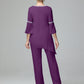Chiffon Long Sleeves V Neck Mother Of The Bride Dress Pants Suits