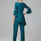 Chiffon Long Sleeves V Neck Mother Of The Bride Dress Pants Suits