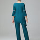 Chiffon Long Sleeves V Neck Mother Of The Bride Dress Pants Suits