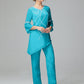 Chiffon Long Sleeves V Neck Mother Of The Bride Dress Pants Suits