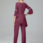 Chiffon Long Sleeves V Neck Mother Of The Bride Dress Pants Suits