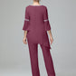 Chiffon Long Sleeves V Neck Mother Of The Bride Dress Pants Suits