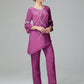 Chiffon Long Sleeves V Neck Mother Of The Bride Dress Pants Suits