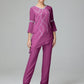 Chiffon Long Sleeves V Neck Mother Of The Bride Dress Pants Suits