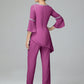 Chiffon Long Sleeves V Neck Mother Of The Bride Dress Pants Suits