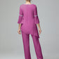 Chiffon Long Sleeves V Neck Mother Of The Bride Dress Pants Suits