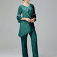 Chiffon Long Sleeves V Neck Mother Of The Bride Dress Pants Suits