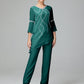 Chiffon Long Sleeves V Neck Mother Of The Bride Dress Pants Suits