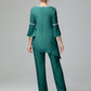 Chiffon Long Sleeves V Neck Mother Of The Bride Dress Pants Suits