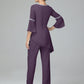 Chiffon Long Sleeves V Neck Mother Of The Bride Dress Pants Suits