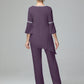 Chiffon Long Sleeves V Neck Mother Of The Bride Dress Pants Suits