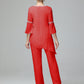 Chiffon Long Sleeves V Neck Mother Of The Bride Dress Pants Suits