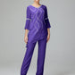Chiffon Long Sleeves V Neck Mother Of The Bride Dress Pants Suits