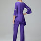 Chiffon Long Sleeves V Neck Mother Of The Bride Dress Pants Suits
