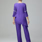 Chiffon Long Sleeves V Neck Mother Of The Bride Dress Pants Suits