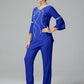 Chiffon Long Sleeves V Neck Mother Of The Bride Dress Pants Suits