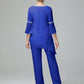 Chiffon Long Sleeves V Neck Mother Of The Bride Dress Pants Suits