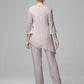Chiffon Long Sleeves V Neck Mother Of The Bride Dress Pants Suits