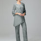 Chiffon Long Sleeves V Neck Mother Of The Bride Dress Pants Suits