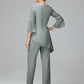 Chiffon Long Sleeves V Neck Mother Of The Bride Dress Pants Suits
