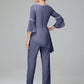 Chiffon Long Sleeves V Neck Mother Of The Bride Dress Pants Suits