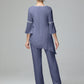 Chiffon Long Sleeves V Neck Mother Of The Bride Dress Pants Suits