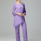Chiffon Long Sleeves V Neck Mother Of The Bride Dress Pants Suits