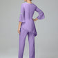 Chiffon Long Sleeves V Neck Mother Of The Bride Dress Pants Suits