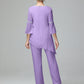Chiffon Long Sleeves V Neck Mother Of The Bride Dress Pants Suits