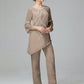 Chiffon Long Sleeves V Neck Mother Of The Bride Dress Pants Suits