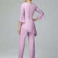 Chiffon Long Sleeves V Neck Mother Of The Bride Dress Pants Suits