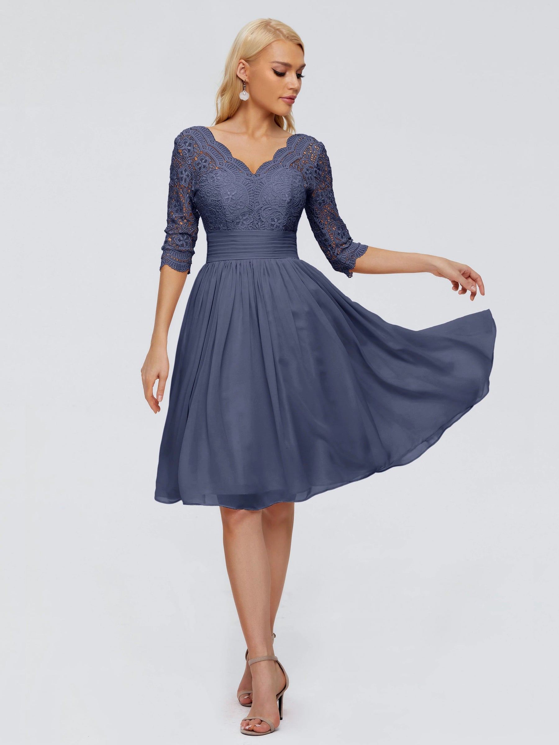 Jordyn Knee Length Lace Bridesmaid Dresses