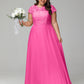 Crew Neck Delicate Chiffon Plus Size Bridesmaid Dresses