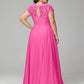 Crew Neck Delicate Chiffon Plus Size Bridesmaid Dresses