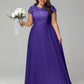 Crew Neck Delicate Chiffon Plus Size Bridesmaid Dresses