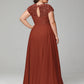 Crew Neck Delicate Chiffon Plus Size Bridesmaid Dresses