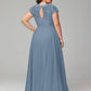 Crew Neck Delicate Chiffon Plus Size Bridesmaid Dresses