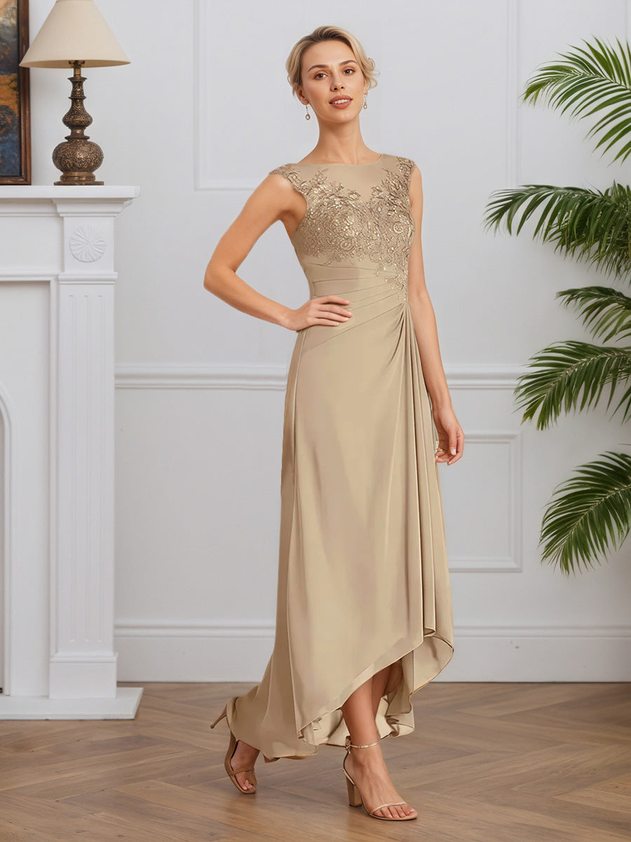 Cicinia Champagne Mother Of The Groom Dress Long Chiffon Lace A-line Floor Length