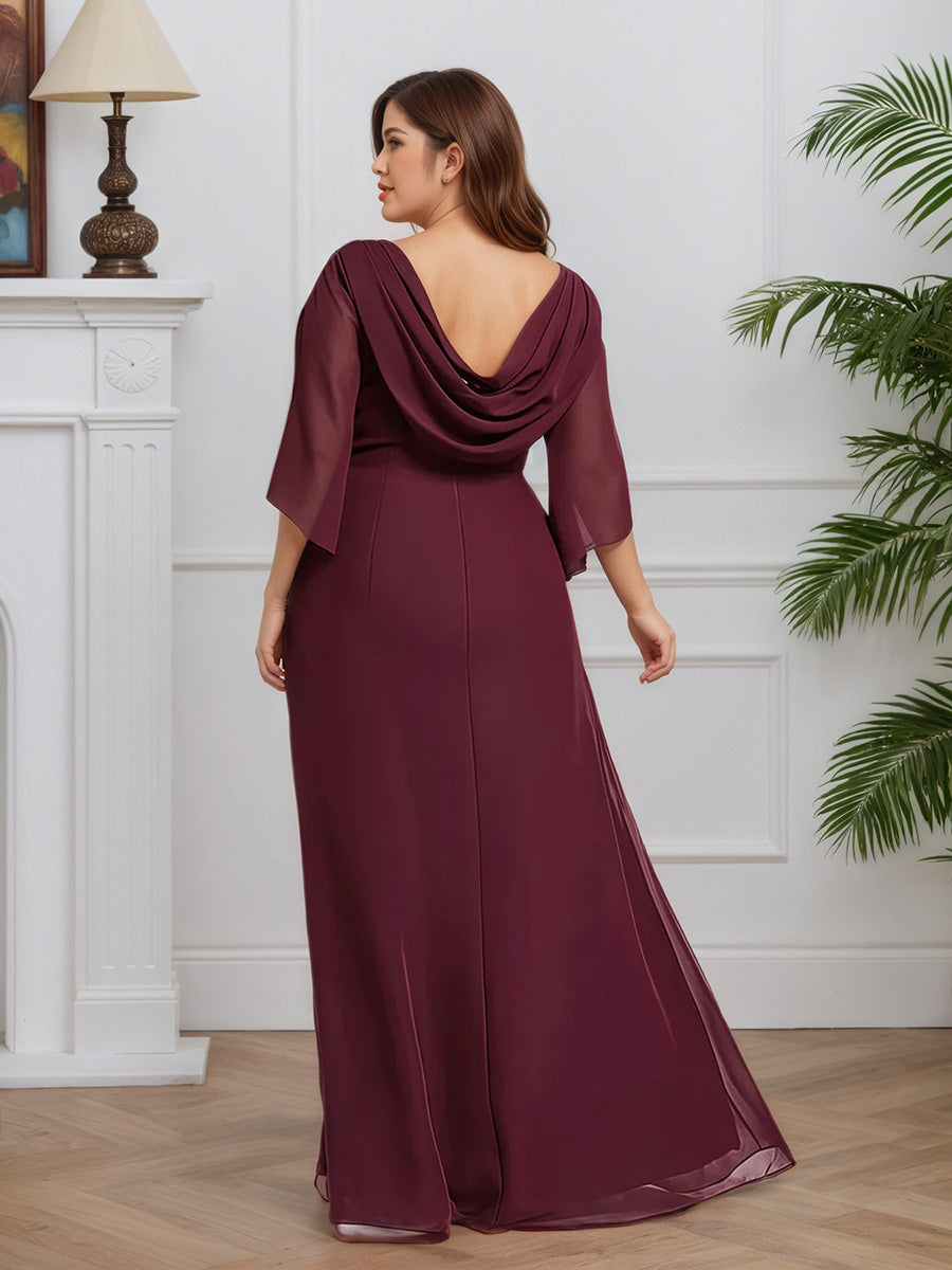 Cicinia Mulberry Prom Dresses Long Chiffon A-line Beaded Floor Length Plus Size